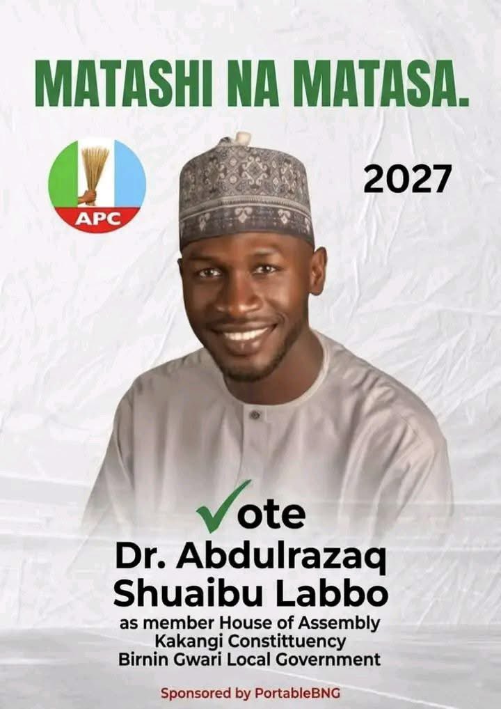 Abdulilu1's tweet photo. People of Kakangi Constituency, Birnin Gwari Local Government,

This is the time to choose the right leader a candidate with vision, integrity, and a true passion for the people.

We present to you @DrLabbo1  a young, vibrant, and capable leader ready to bring real change; a change that will be remembered forever and celebrated across Kakangi Constituency and Kaduna State at large.

A candidate with fresh ideas, committed to making history and building a lasting legacy for future generations. Not just promises, but purposeful leadership that will be felt across Kakangi Constituency and Kaduna State as a whole.

Dr. Abdulrazaq Shuaibu Labbo understands the challenges of the people, knows the path to solutions, and is ready to unite the community while driving sustainable development.

Give him your full support. Vote for progress. Vote for a better future for Kakangi Constituency and Kaduna State.

The time to make the right choice is now.