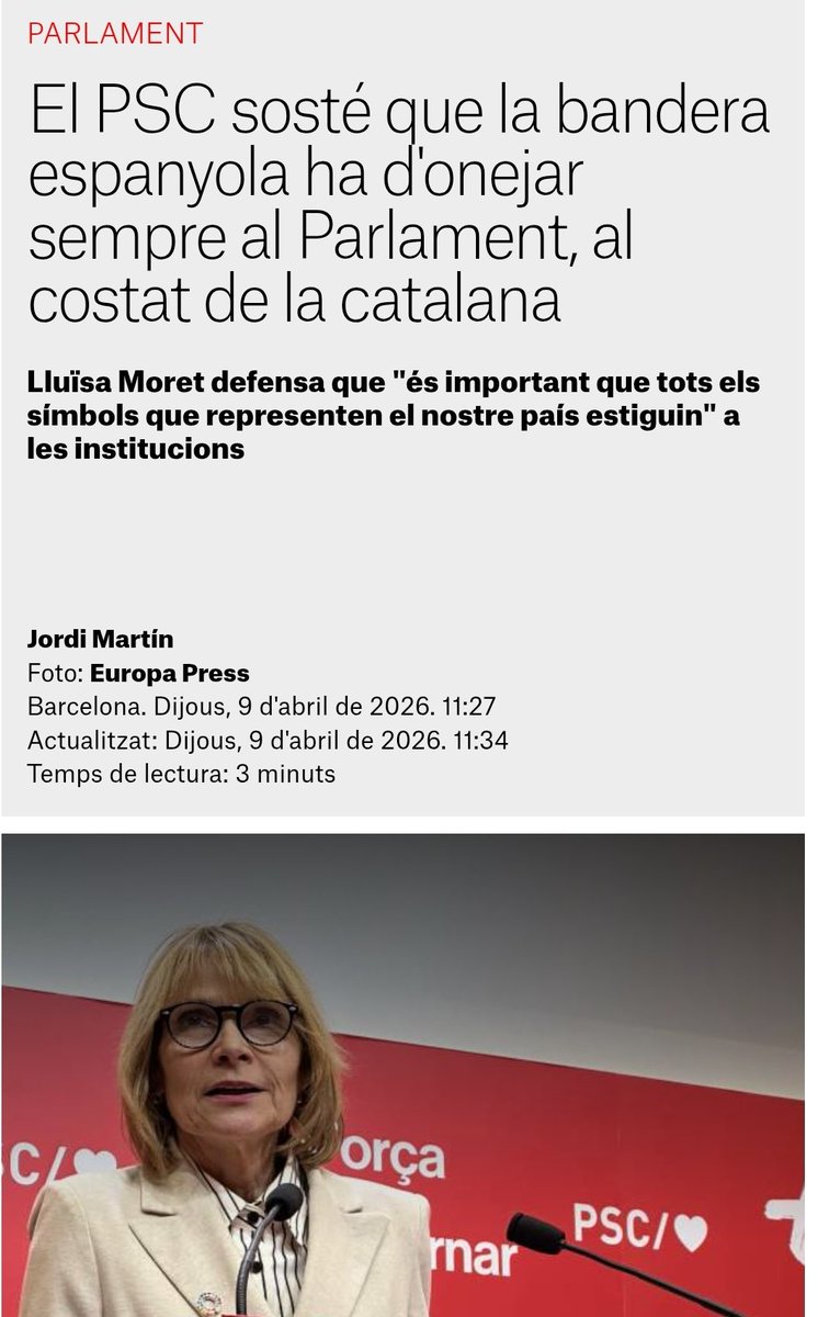 CADCI's tweet image. "La bandera de l'unitat🇪🇦✋🏻" el PSC reclama als seus aliats JUNTs i ERC que el Parlament recuperi l'estanquera #neofranquisme #nazis #nopassareu 
elnacional.cat/ca/politica/ps…