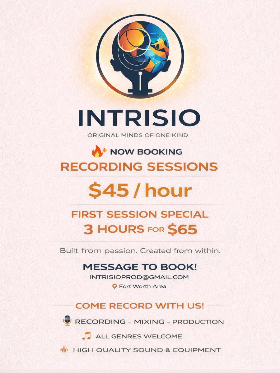 Benloxv's tweet photo. Studio Intrisio - Now Open !
We Are Officially Recording Local Artists in the DFW Area
Working on Crafting Your Sound and Looking For Direction? 
Connect With Us 
We aren’t just a studio , we are an open collaborative  space for growth and expression

Message For More Info ! https://t.co/tqQXQBDey1