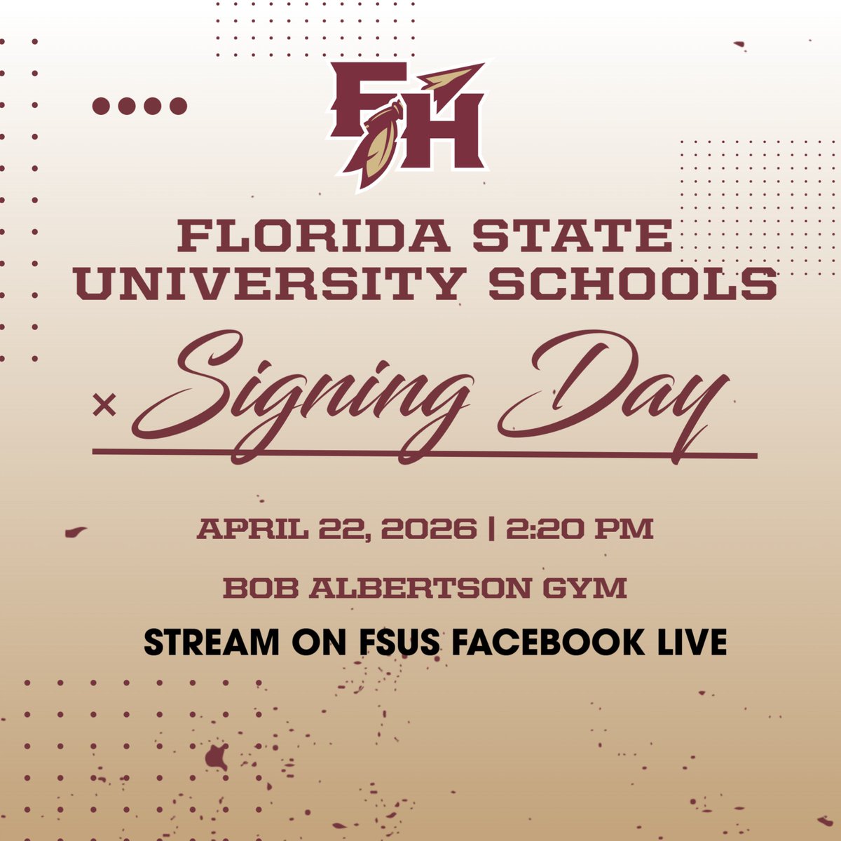 FSUS_Athletics's tweet image. We’re excited to celebrate our student-athletes at our Signing Day Ceremony!

📅 April 22 | ⏰ 2:20 PM

Teagan Hackett (FB)
Derrick Caldwell (FB)
Hunter Cook (VB)
Makiyah Henry (BB)
Sarah Hosey (EQ)

#FSUS #FloridaHigh #SigningDay #NextLevel