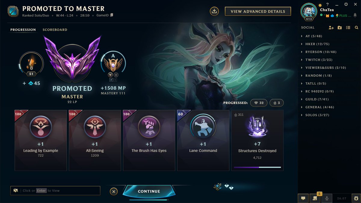 chatealol's tweet photo. Funny how I got master after I quit playing and return because my friend asked me to play flex and I want to play again LOL 

65%wr in 68 games in 2 weeks

 nami OTP not bad https://t.co/RcZkUBO4dN