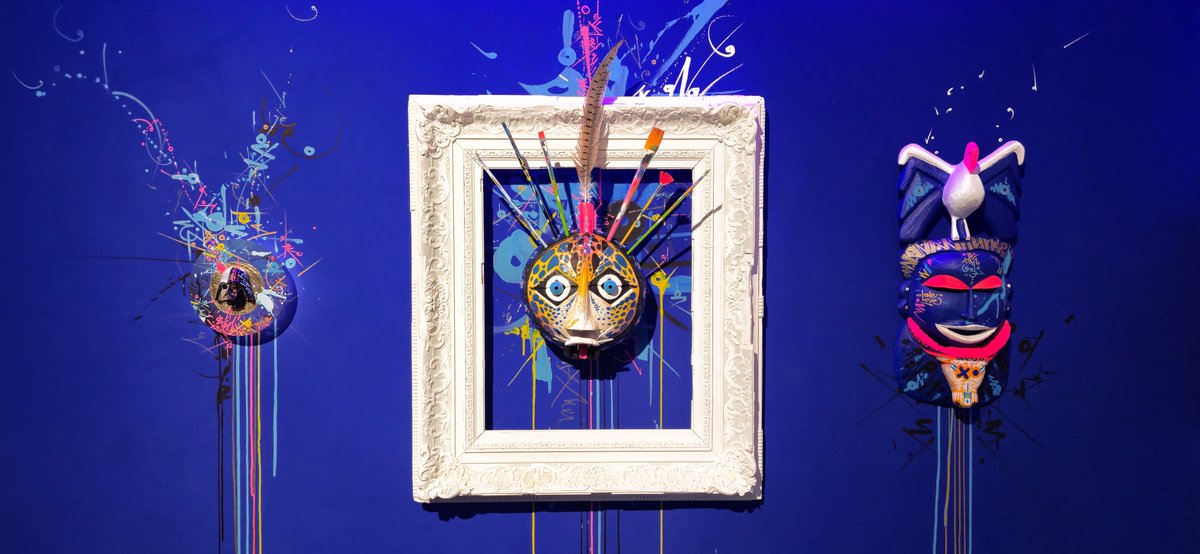 Marko93's tweet photo. PUT ON YOUR MASKS Exhibition at the Le Musée en Herbe, Paris, April 2026 - Artwork : #Marko93 https://t.co/qhZNLggMRV