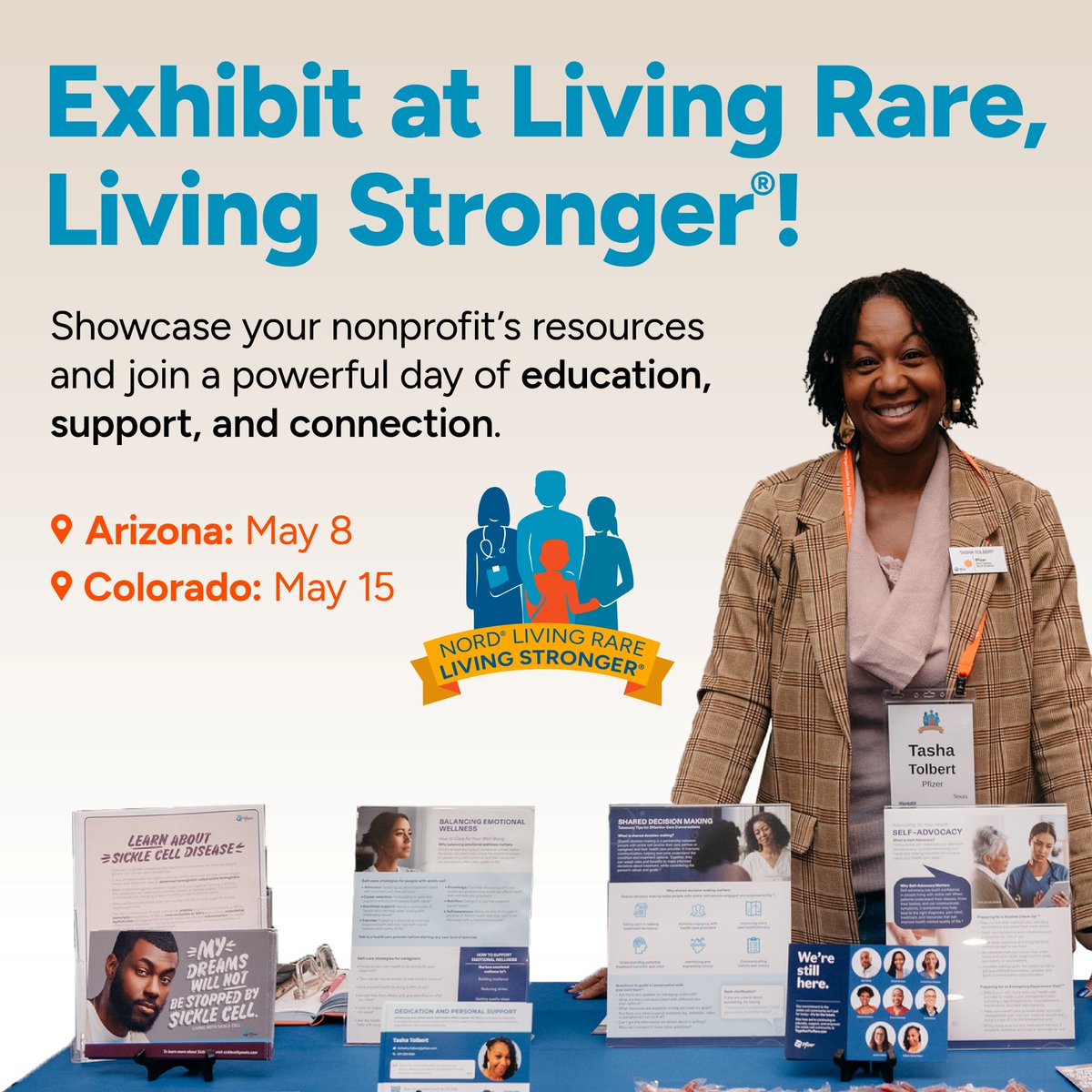 RareDiseases's tweet image. NORD is convening patients with rare disorders in Denver, #Colorado and Phoenix, #Arizona. Do you have resources to share with them? We welcome local and national nonprofits to exhibit.

Email your request to jsaltonstall@rarediseases.org. Learn more: livingrare.org