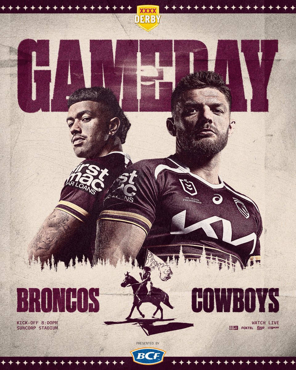brisbanebroncos's tweet photo. 𝑻𝒉𝒆 𝑶𝒓𝒊𝒈𝒊𝒏𝒂𝒍 𝑹𝒊𝒗𝒂𝒍𝒓𝒚.

8PM KO. https://t.co/EpZVvXyTZg