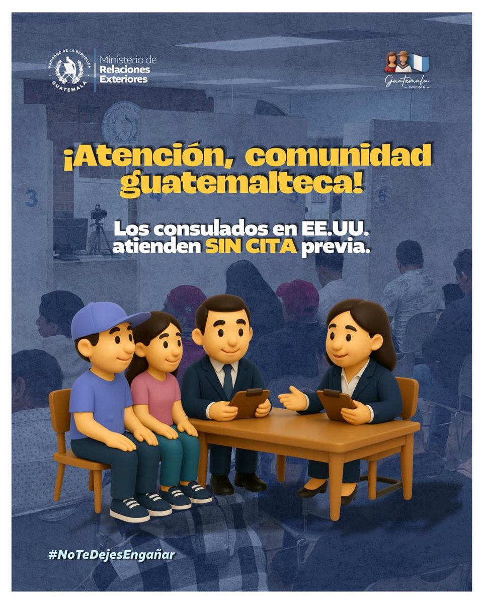 🚨 Si te cobran por una cita…❌ ES FALSOAcércate directamente al consulado.#GuatemalaCercaDeTi🇬🇹 #NoTeDejesEngañar  #CampañaPorLaComunidadGuatemaltecaMigrante