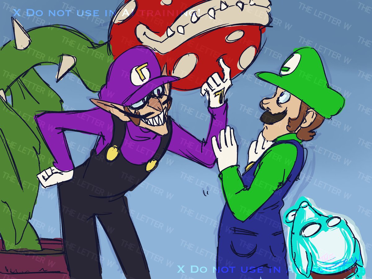 The_Letter_W's tweet image. I think Waluigi should be in Luigi's Mansion 4, for the funnies. #supermario #supermariobros #luigismansion #nintendo #fanart #art #drawing #krita #digitalart #noai #luigi #waluigi