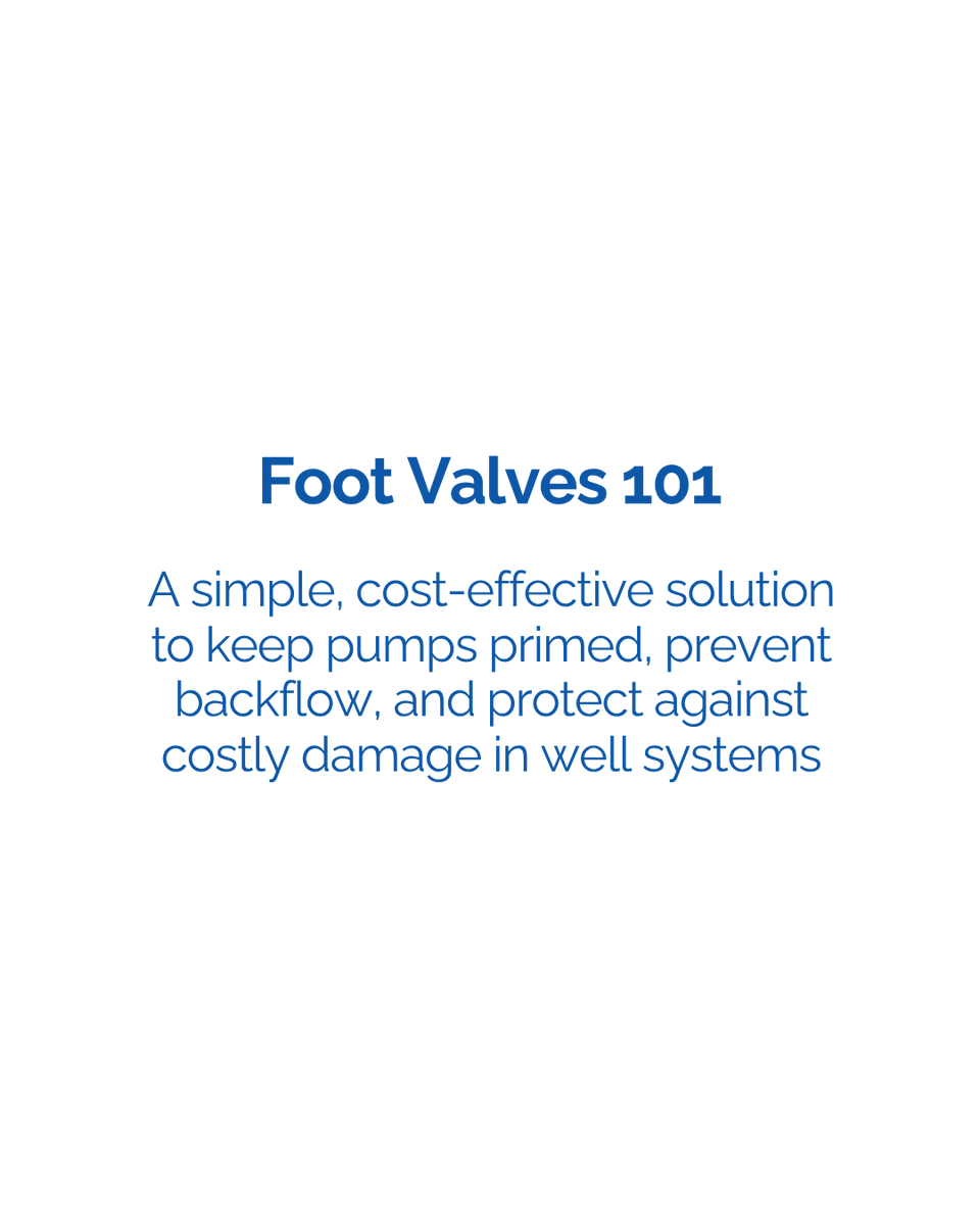 CheckAllValve's tweet photo. Foot valves are critical in preventing pump burn out by ensuring water remains in the suction line and keeping the pump primed. Simple to install and use, they are a key component to the overall safety of the pump and prevent costly repairs. Learn more: https://t.co/vQRrqMXfjr https://t.co/hrTtjPH2vK