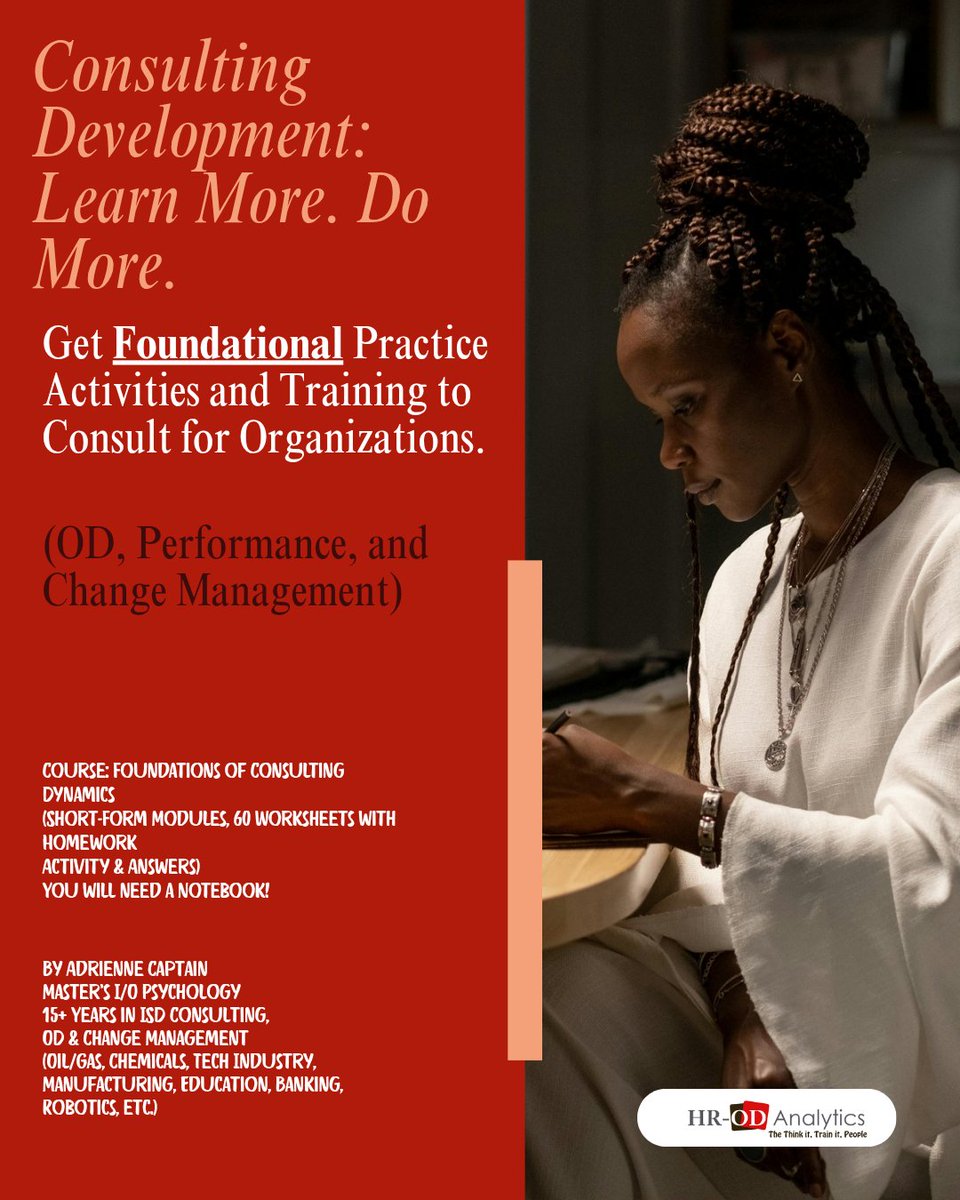 Seeking a #Career in consulting, but you need additional knowledge?  Start this #learning offer now! Course Link: adrienne-s-school-2b8a.thinkific.com/courses/founda…

#Technology #Education #SmallBusiness #BusinessConsulting #ProjectManagement #Marketing #People #Training #Learning #SocialMedia #People #Art