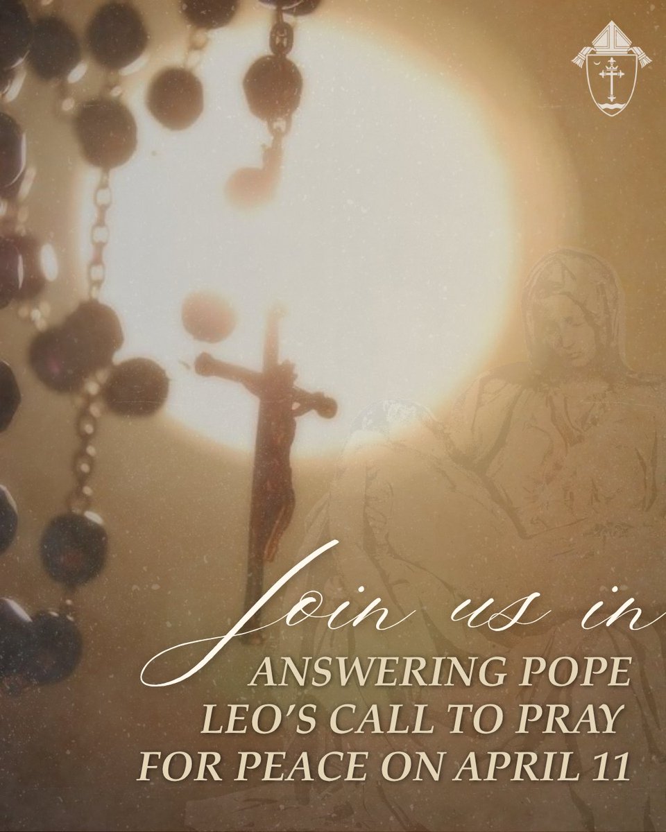 archstl's tweet photo. Pope Leo invited will prayer for peace, Sat. 4/11, in St. Peter’s Square. Watch live (11 am CT) to pray along: 

YouTube or https://t.co/RNK3Z7jN77. https://t.co/r0FO4AaBIC