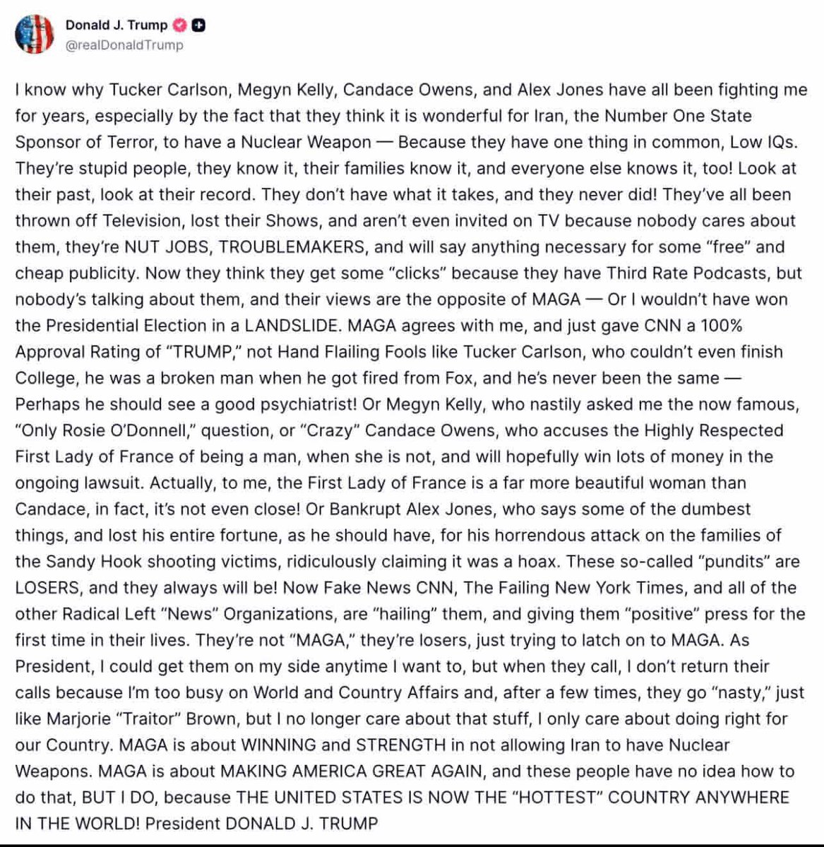 My grandmother had an old Jewish expression and it went like this….

FUCK EM!

Screw the “UNMAGA haters!”

God bless <a href="/realDonaldTrump/">Donald J. Trump</a> 
God Bless America! 
🇺🇸❤️🙏