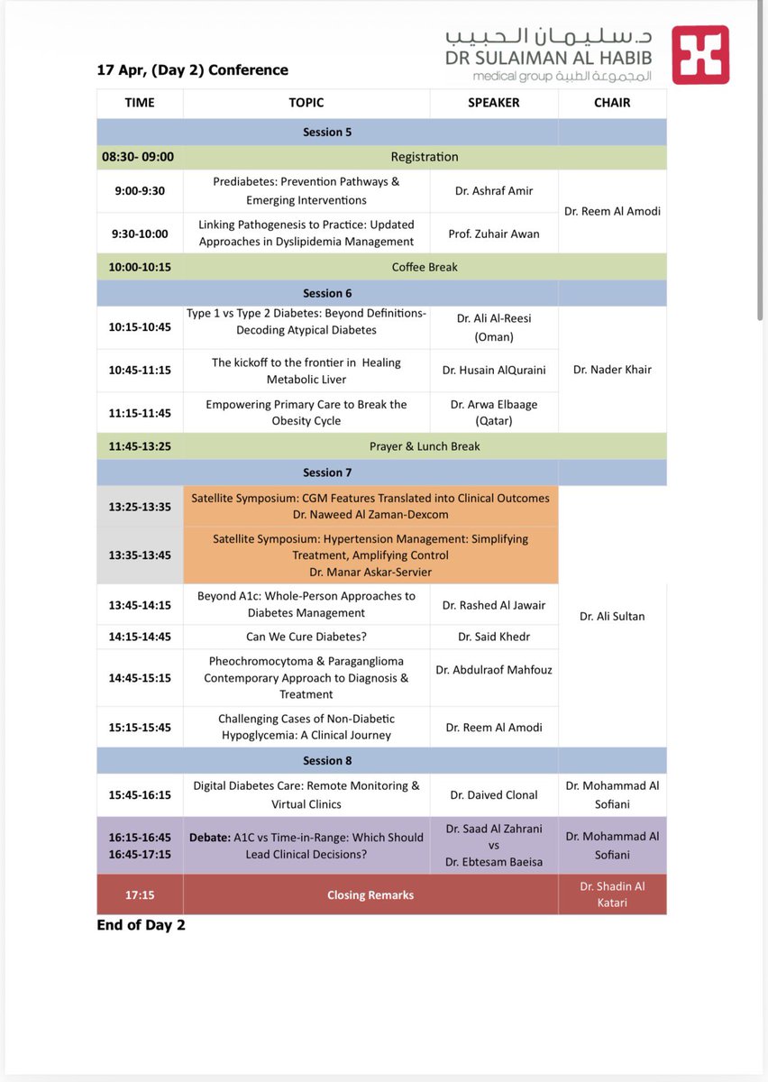 drsalkatari's tweet photo. Dear colleagues, 

Despite the huge challenges we have now adays, still we have the capability to keep going on with our medical education process… 

Our pleasure to invite you to attend our 5th International Endocrine & Diabetes Conference of Dr. Sulaiman Al Habib Medical Group. @HMG 

*Conference Dates: 16-17th April in Dr. Sulaiman Al Habib Hospital-Swaidi Branch..2nd floor
*Workshop Date: 18th April 
in Dr. Sulaiman Al Habib Hospital-Sahafa Branch..5th floor

Here is attached the conference poster, program & workshop programs…
Our workshop this year, includes 3 divisions: 
-New technology in diabetes
-Thyroid Nodules FNA US guidance
-Osteoporosis & Fracture Assessment 

Your attendance & response is highly appreciated reflecting your deep commitment in the field of endocrinology…

 Head of Scientific Committee

https://t.co/VJS4pbnyCf