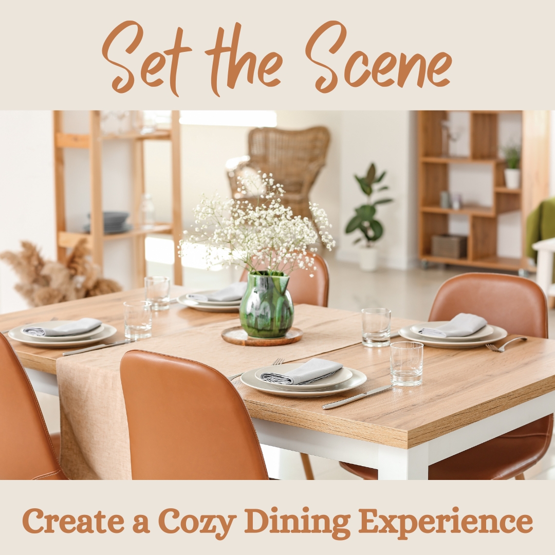 🍽️ A warm and cozy dining setup invites friends and family to gather and share memorable moments. ❤️ Where would you set a scene in your home to create a memorable atmosphere for potential buyers?