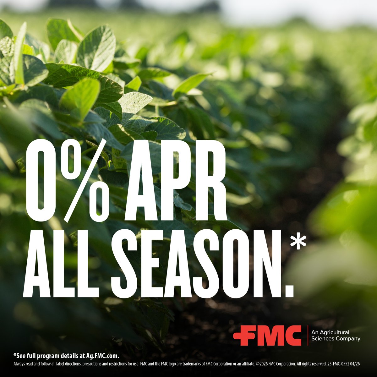 FMCAgUS's tweet photo. Don't miss out on the only 0% financing program that is still available. Act early against crop challenges and purchase FMC herbicides, insecticides and fungicides as you need them throughout the season, but pay after harvest.   See Program Details. 

https://t.co/U8nqgHADV7 https://t.co/lJxy8X0JIm