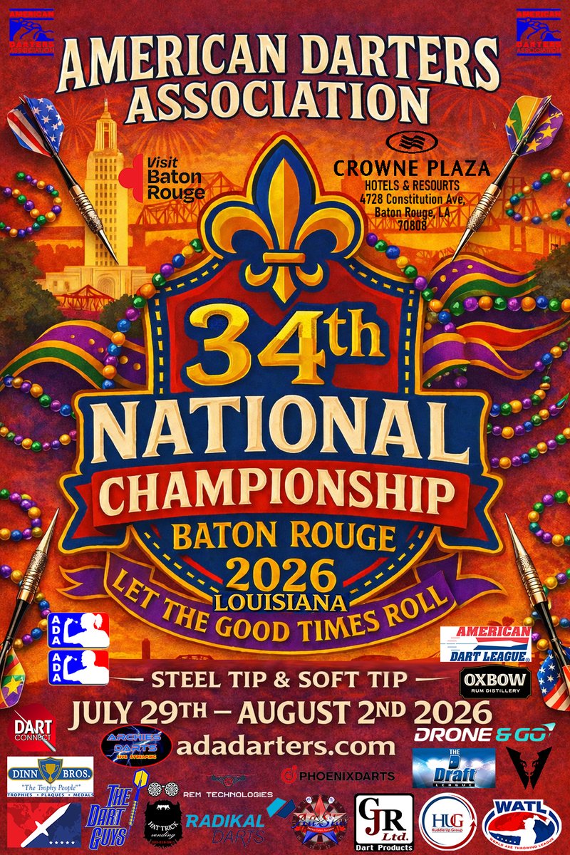 AmericanDarters's tweet photo. 2026 ADA National Championship Registration Open Tomorrow! - https://t.co/FGki87Wfm2 https://t.co/lMRwxpNupQ