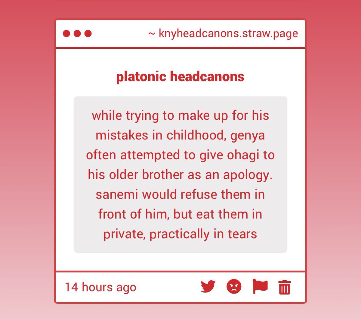 ⋆⭒˚.⋆ platonic headcanons ⋆⭒˚.⋆

shinazugawa bros