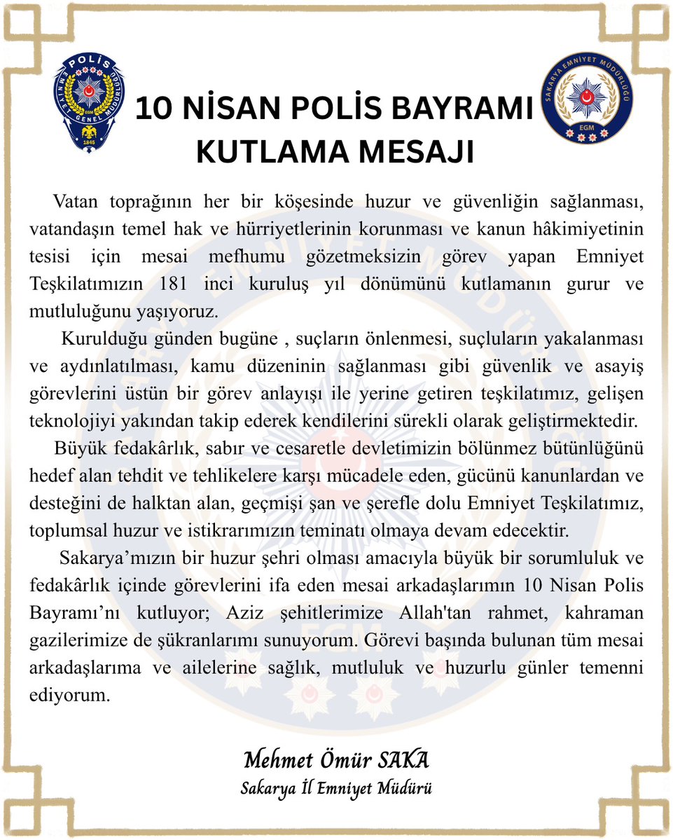 Sakarya İl Emniyet Müdürlüğü tweet media