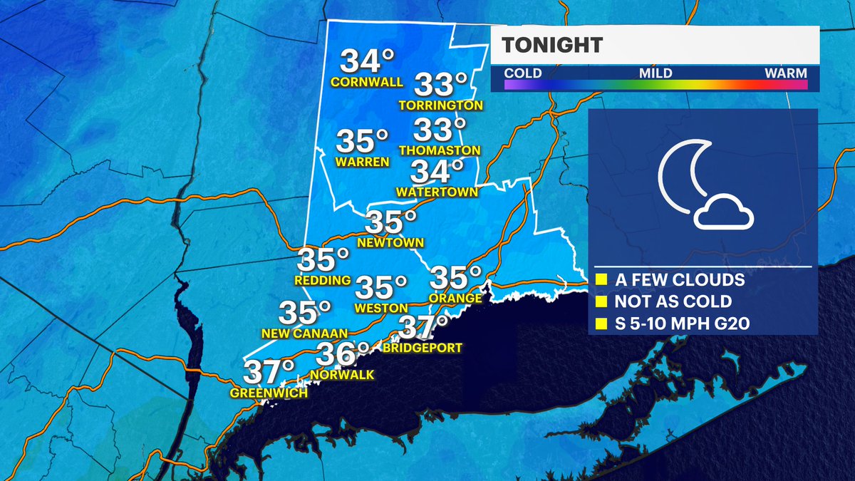 MichelePowersWx's tweet photo. Not as cold tonight! The average last frost for Western CT ranges from mid to late April, to even early May from south to north. I wouldn't write it off for good yet.
➡️ @News12CT
➡️ https://t.co/ZtR99TSggR
#CTweather #tonight #seasonable #lastfrost https://t.co/gGgurbGQ1R