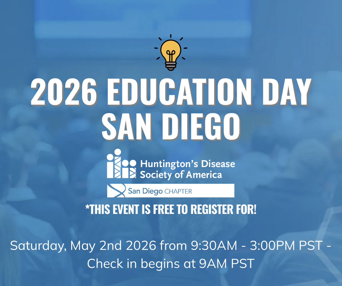 paulcjune's tweet photo. We are less than one month away from our #FamilyEducationDay on Saturday, May 2nd!🤗
This free event offers the opportunity to connect with those impacted by Huntington’s disease. 
If you haven’t already, please register🫶🏽👇
https://t.co/u1BOdDKfWo https://t.co/FgZ0wvRkGg