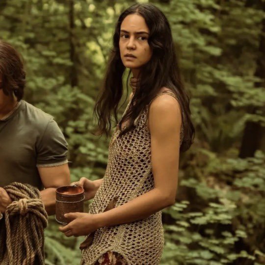 buzziightqueer's tweet image. lottie wearing tf out of it in preparation and then holding it whenever shauna’s not using it #goals