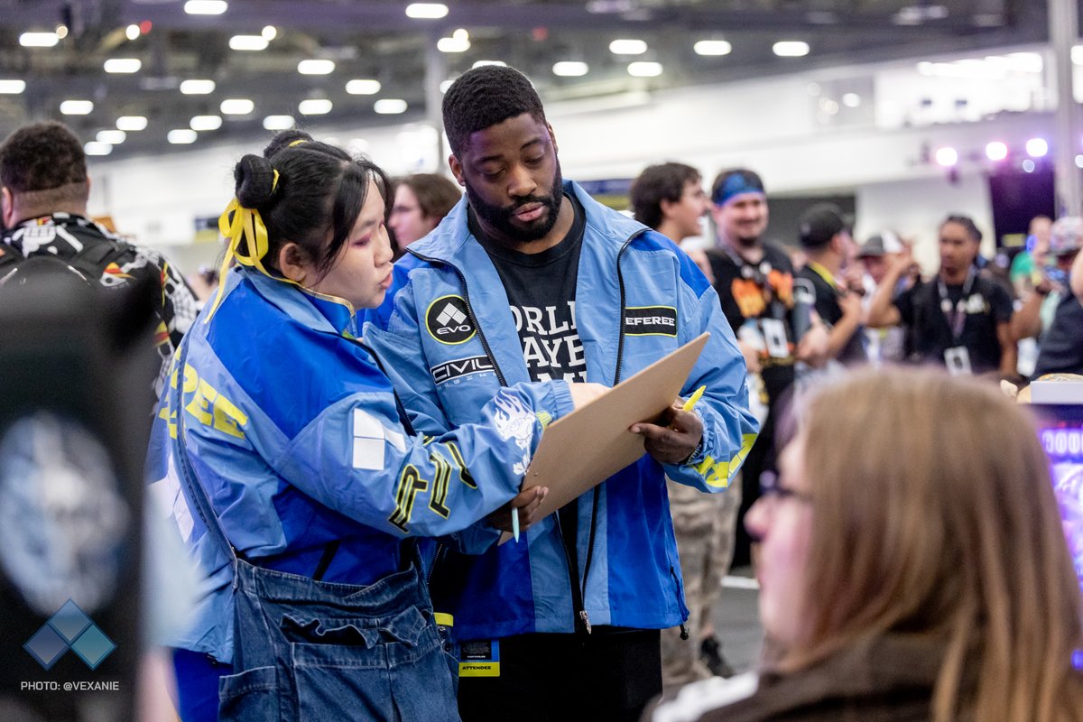 Evo's tweet photo. It pays to be part of the largest fighting game celebration of the year.

Apply to be a referee at #Evo2026, and you could be running brackets in style in this year's exclusive jacket designed by our friends at @MDOTRAGE. https://t.co/lmM5M2vRIs
