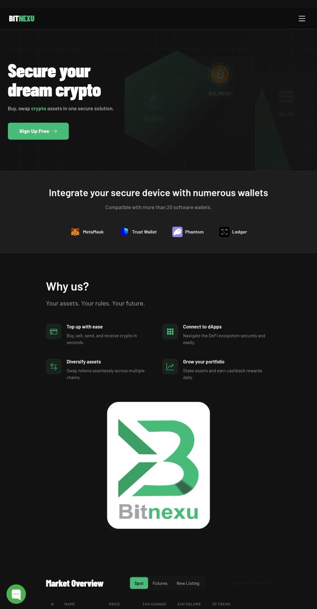 Bitnexuwallet's tweet photo. Bitnexu Secure. Simple. Built for Real Growth.

Your assets deserve more than promises. They deserve protection, lightning-fast execution, and effortless rewards.

Introducing Bitnexu the crypto wallet and trading platform engineered for both beginners and seasoned traders:

Bank-Grade Security 
Multi-layer encryption on every asset, giving you institutional-level protection without the complexity.

Instant Swaps
Trade across 30+ networks with near-zero fees  fast, efficient, and designed for real market conditions.

Staking Bots (NEW)
Automated daily rewards that work while you sleep. No manual staking. No missed opportunities.

Log in securely with your Email/UUID or Recovery Phrase and step into a cleaner, more powerful crypto experience.

Whether you’re just starting or scaling your portfolio, Bitnexu puts control, speed, and safety in your hands.

Ready to move forward?  
Create your free account today → https://t.co/A0857z0ojs

#Bitnexu #CryptoWallet #DeFi #Staking #SecureCrypto #CryptoTrading #BTC #bitcoin #CryptoWhales

Secure your future. One login at a time.