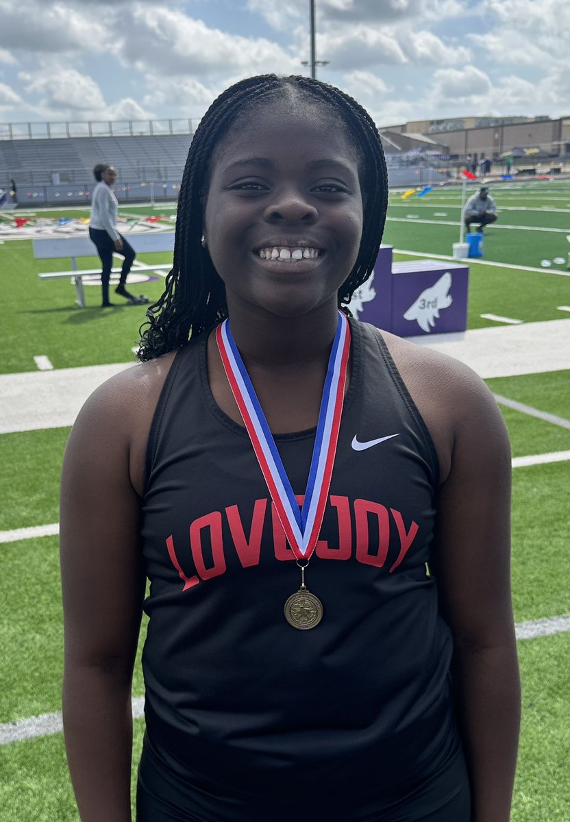 Congrats to <a href="/LovejoyXCTF/">Lovejoy XC / T&F</a> Selume Ehicheoya for her 🥇in the JVG Shot Put @ the UIL 9-5A Track Meet with a throw of 32’8”‼️