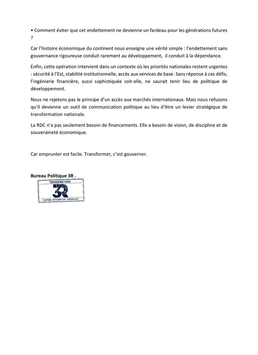 Lever 1,25 milliard de dollars sur les marchés internationaux constitue un signal. Mais la question essentielle n’est pas celle de l’accès aux capitaux, elle est celle du coût, du risque et de la finalité de cet endettement.

 Emprunter est facile. Transformer, c’est gouverner.
