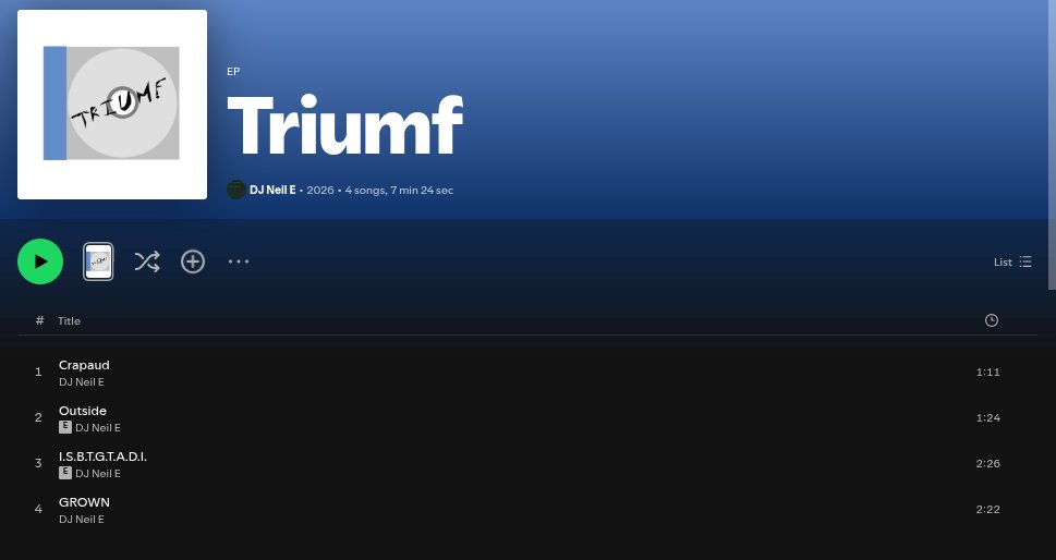 NylRecioPEI's tweet photo. TRIUMF.

NEW EP.

SPOTIFY:
https://t.co/eZbI2IomgL

YT:
https://t.co/ObGlyvZCEW

APPLE MUSIC:
https://t.co/PibjJadSdN

AMAZON:
https://t.co/gY3IsDuhud

OUT NOW. https://t.co/18lMYpDizD