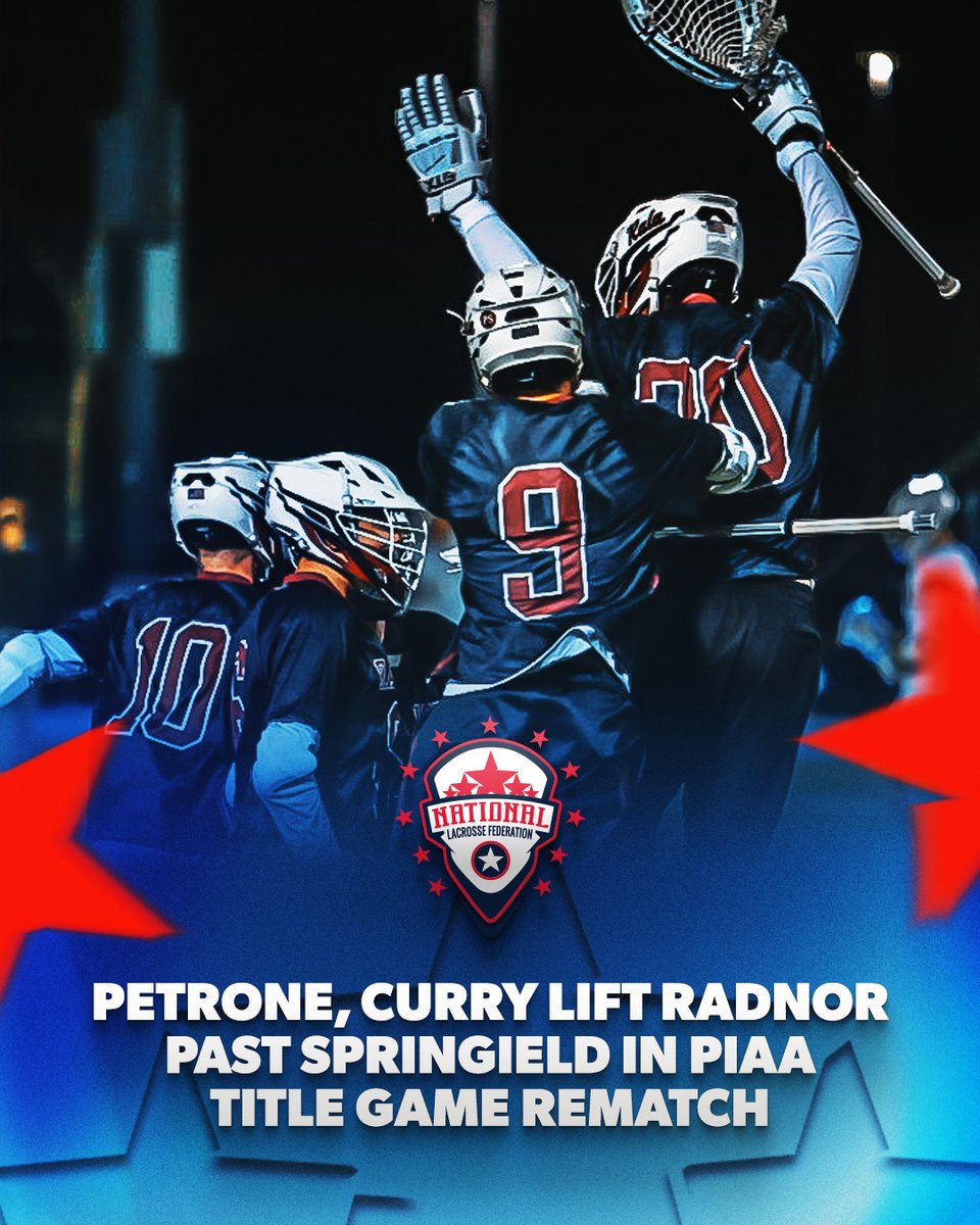 natlaxfed's tweet photo. Finn Petrone missed the state title game for Radnor against Springfield last year. The @LehighMLax commit made up for lost time with a 6-point night and '28 Teddy Curry made 13 saves in the Raptors' 7-4 win!

Game story and standouts: https://t.co/2RMVuM7T86 https://t.co/vix0FOG60p