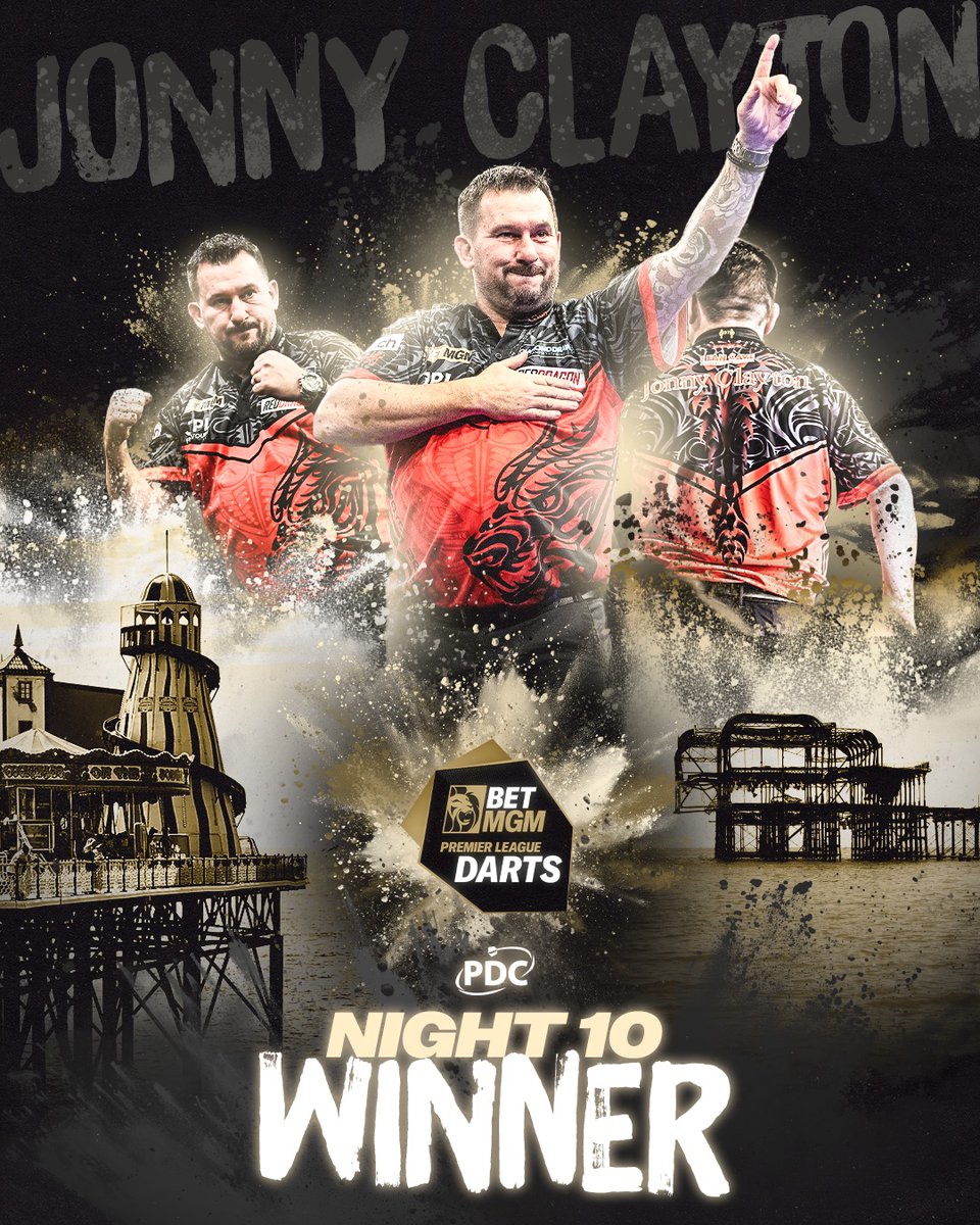 CLAYTON CLAIMS BRIGHTON GLORY 🐿️🏖️

The Ferret takes the title on the seafront 🌊

Jonny Clayton wins his third night of the campaign and regains top spot thanks to a 6-5 triumph over Michael van Gerwen 🔥