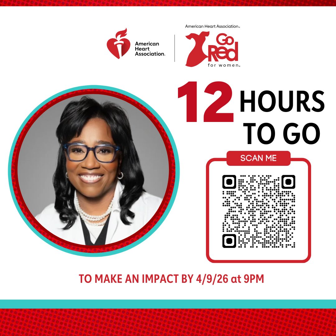 page_drnp's tweet photo. https://t.co/K6yRq6ltsK

The final countdown is here! With just a few hours left until the American Heart Association’s Woman of Impact campaign ends on April 9th, we are so close to reaching our goal. I need your help TODAY to make it happen!
Please donate! https://t.co/KMe6FbEGD5