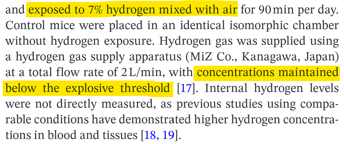 KeithDPatch's tweet photo. #Hydrogen101 #H2Safety
I know that only mice were involved in these inhalation therapy experiments, but 7% hydrogen in air is almost twice the flammability limit of 4%!💥
Don't forget about the humans who ran these lab experiments and were put in danger! https://t.co/eVeq2obcJs
