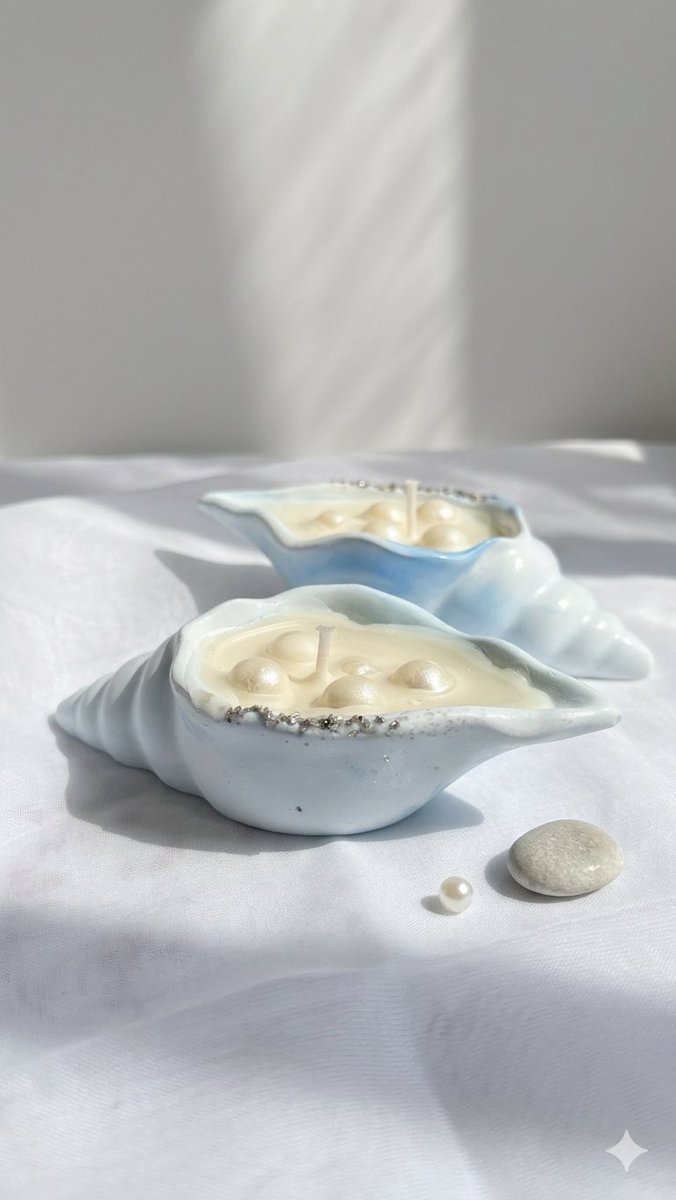 SlowNightssab's tweet image. Ocean treasures found. 🐚 Detailed with shimmering pearls and hand-poured wax—modern decor meets coastal elegance. 🫧✨
Pink or Blue? Tell me your favorite in the replies! 👇
#smallbusiness #interiordesign #seashells #handcrafted