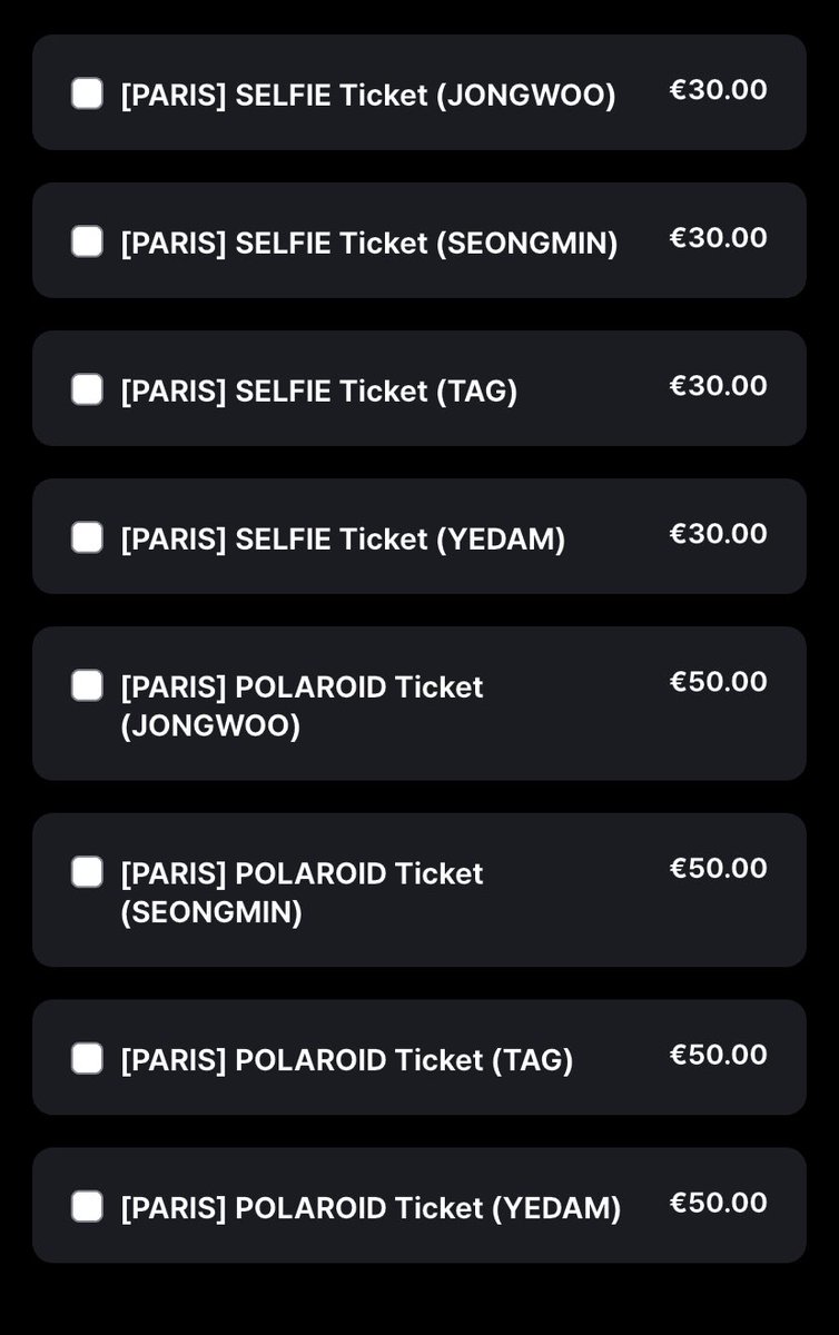 De nouveaux tickets pour les selfies et Polaroïds ont été ajouté suite à la rupture de stock. ⚠️