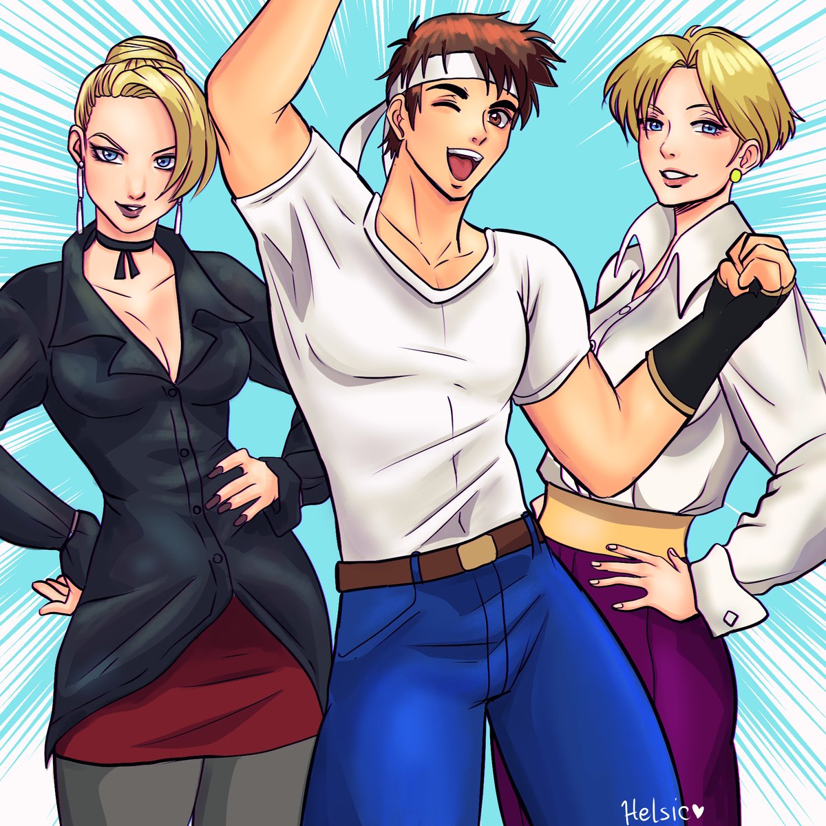 helsic's tweet photo. April 8th Team I've drawn in the last years.

#KOF #Fanart https://t.co/5T6t2eLuVC