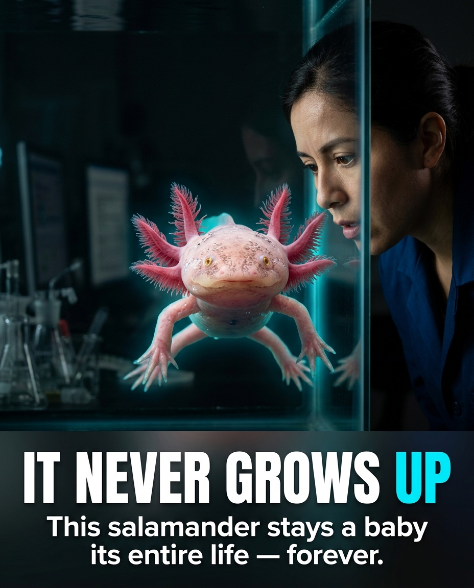mmehdi110's tweet photo. The axolotl is a fully sexually mature adult that permanently keeps its larval body — gills, fins, juvenile form — for life. It's not a baby. It just never stops looking like one. #Axolotl #ScienceIsAmazing https://t.co/c2WTinUFwL