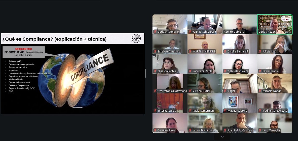 AAECOMPLIANCE's tweet image. ¡Hoy comenzamos la XXIV Edición del Programa CEC!

📚Unidad 1: Cultura de Compliance a cargo de los docentes @crozen1  y @ramirocabrero.

☕ En formato #virtual con  181 asistentes.👏

🏅 Más información del Programa CEC:
eticaycompliance.org/certificacion/

#Compliance #AAEC #Etica