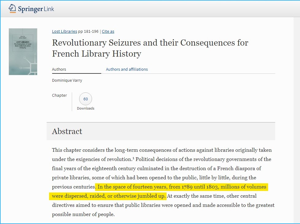 catholic_cg's tweet photo. Archives Lost: The French Revolution and the Destruction of Medieval French Manuscripts

"Destroying some of the richest sources for the political, social, &amp; economic histories of medieval France."

para 3

https://t.co/v1DqVD0WbK

https://t.co/Sznbw8oo7s https://t.co/pbVgvoVuDA