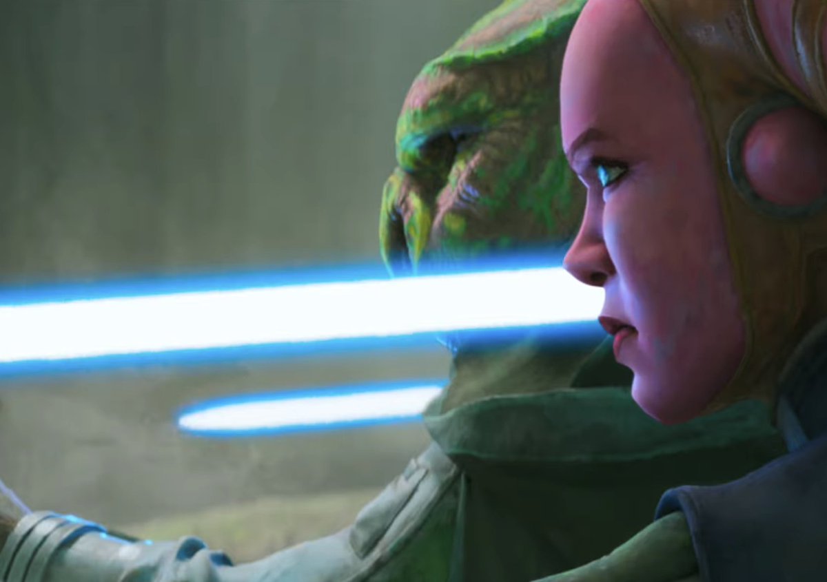 Luke_Maxxing's tweet photo. This is petty and unrelated but are characters not allowed to have green lightsabers anymore? https://t.co/BUBKCScxXS
