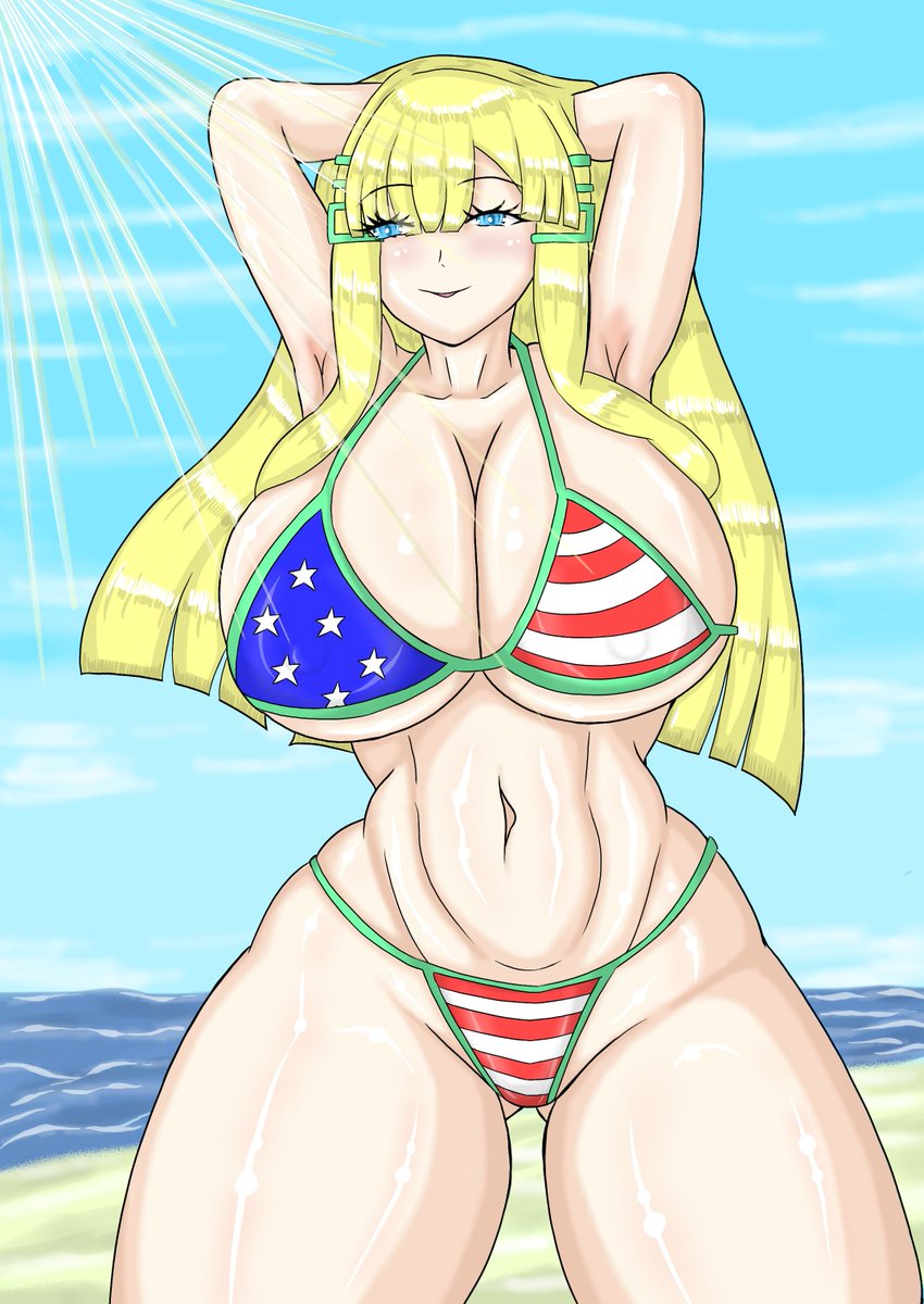 色つけました。
#ナナツノ・ツミレ星条旗ビキニ部