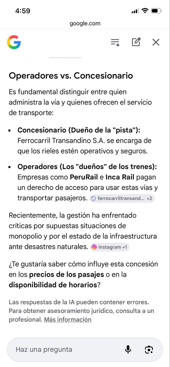 isaacturpo's tweet photo. @Pquirozt @PabloAndonaire @rlopezaliaga1 Se cuestiona a la concesionaria Ferrocarril Transandino que no ha modernizado nada(a la antiguo; gestión por teléfono). Hay que diferenciar entre operador(que puede tener excelentes trenes) y la concesionaria(el que cobra peaje a cada tren) https://t.co/IsJrrYw9mf