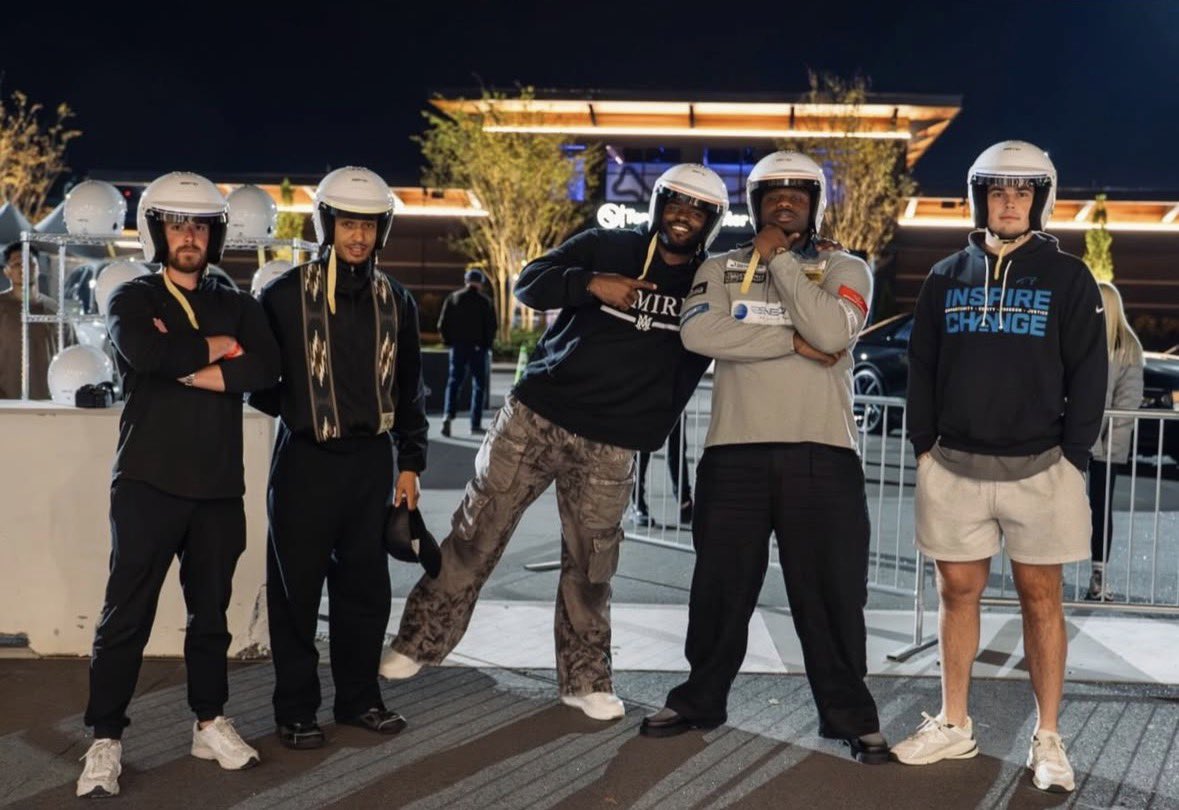 Sheena_Marie3's tweet image. Bonding time for Ickey Ekwonu, Chuba Hubbard, Taylor Moton, and Mitchell Evans - and I see you @GriffinZett ! #Panthers