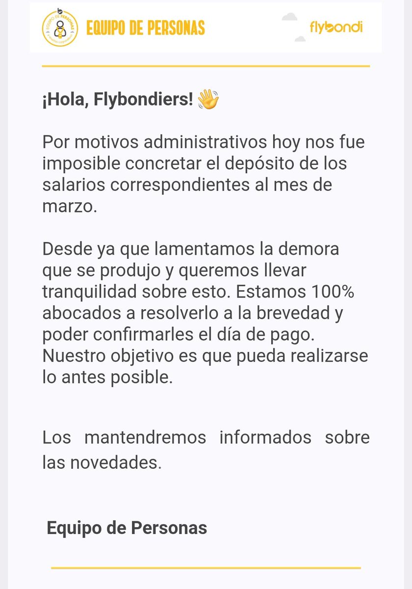 Flybondi informó a sus empleados que no depositó los salarios