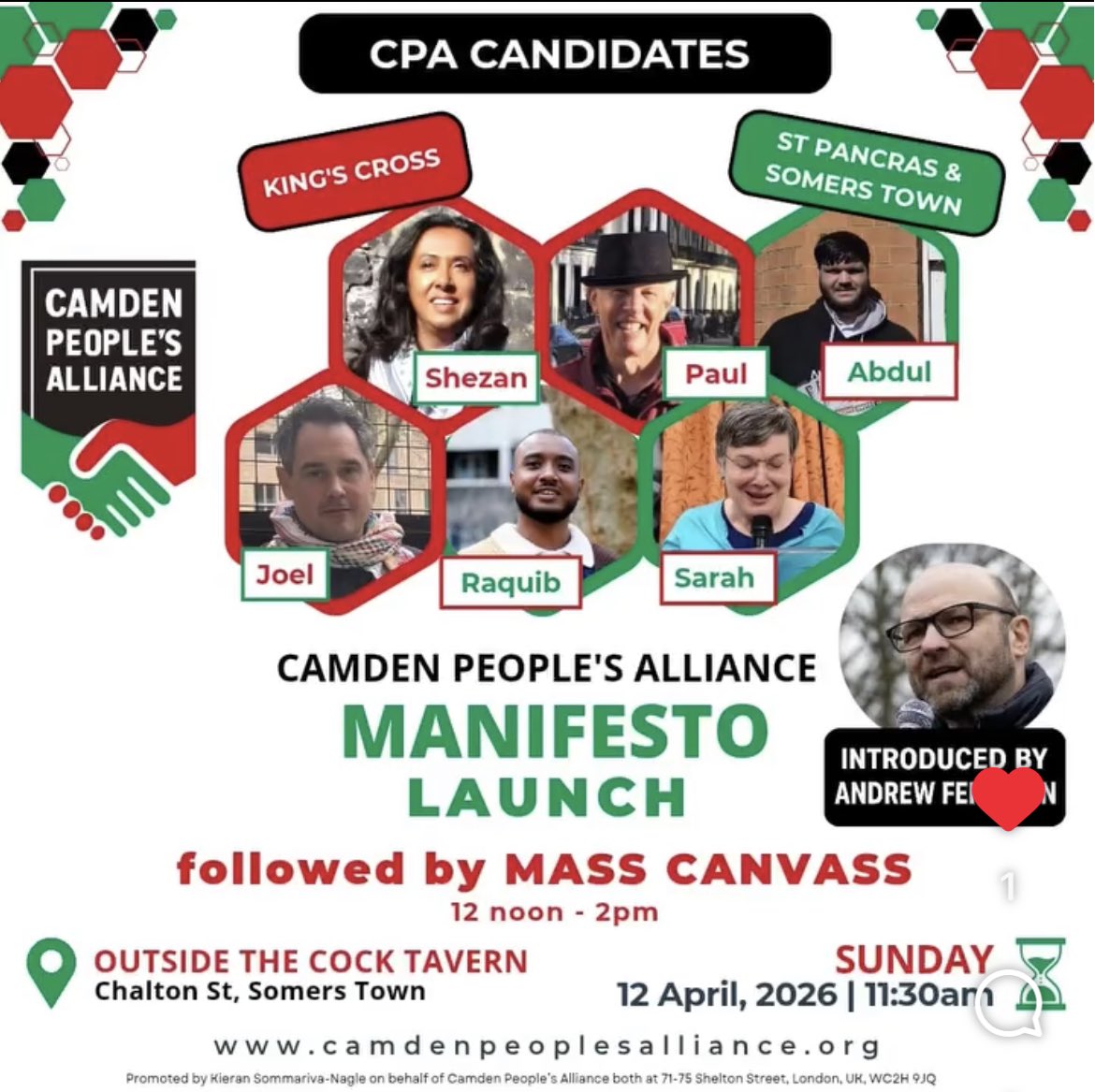 andrewfeinstein's tweet photo. Join us to launch the Camden Peoples Alliance local election manifesto & meet our brilliant local candidates this Sunday.
#Time4Change
#Camden4All https://t.co/vbhGzkYVn6