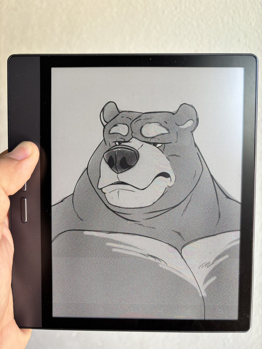 Trying my E-ink Tablet ending up drawing this big burr… love the screen texture.