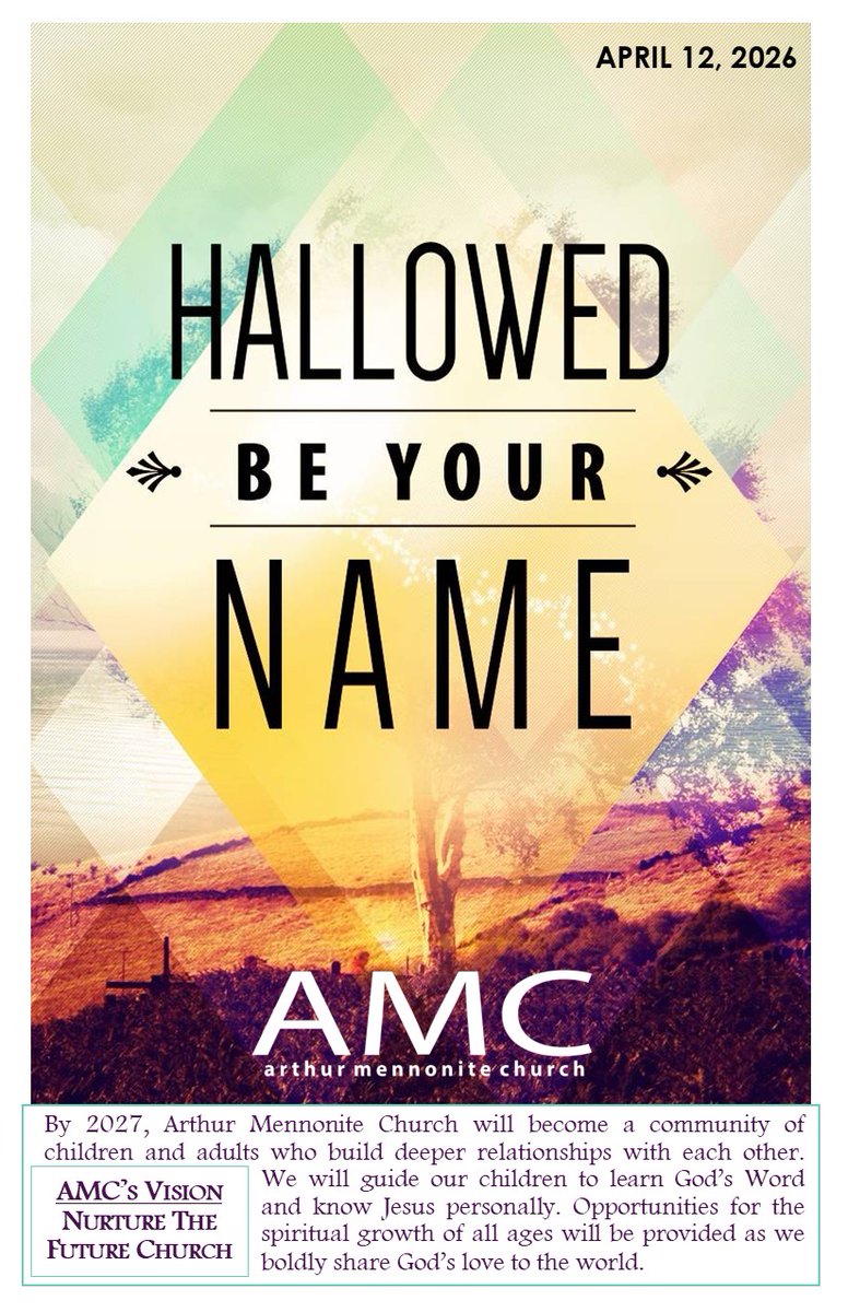 ArthurMennonite's tweet photo. THIS SUNDAY
"Hallowed Be Your Name!"  Philippians 2:1-11
The Lord's prayer reminds us of the respect and honor that God's name is due. We will look at the meaning of names in general and see how we can speak the name of God into our lives each day.
https://t.co/PzpgR5WVlm https://t.co/HO2LWAaXVb