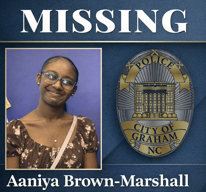 GrahamPolice's tweet photo. The Graham Police Department is asking for the public’s help in locating a missing juvenile.
On Thursday, April 9, 2026, at approximately 4:30 p.m., 16-year-old Aaniya Brown-Marshall was reported missing. She was last seen in the area of McAden Street in Graham. https://t.co/BeRVC8kbCg