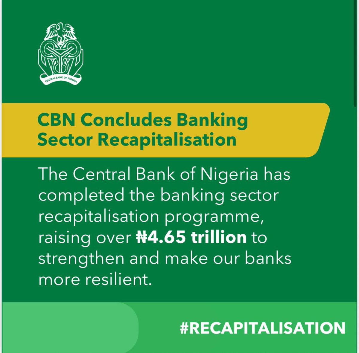 cenbank's tweet image. More updates on the 2026 Banking Recapitalisation Exercise.
Here’s what you need to know (1/3)

#CBN 
#BankRecapitalization