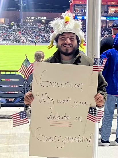 VA_GOP's tweet photo. Spotted at the Richmond Flying Squirrels game!

Abigail Spanberger had time to come out of hiding and throw perhaps the worst first pitch of all time. 

But she doesn’t have time to be honest with voters and defend Democrats’ gerrymandering power grab. 

No wonder she got booed! https://t.co/ZyDm3bXDge