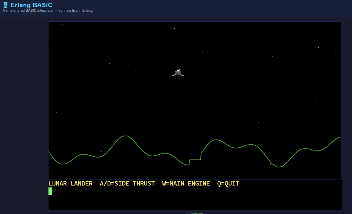 ThrillScience's tweet image. If you can't be a NASA astronaut, try the next best thing: Play Lunar Lander in #Erlang #BASIC

github.com/ReuvenSwirsky/…

Source code: github.com/ReuvenSwirsky/…